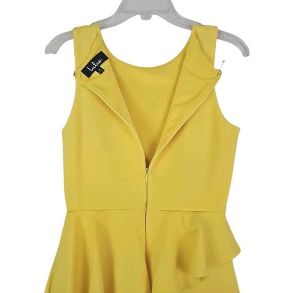 Lulu’s ~Woman Size S~ Yellow Pencil Stretch Sleeveless Dress w/Peplum. - Picture 9 of 13